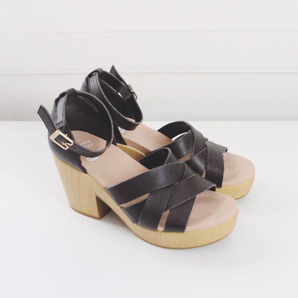 Dr. Scholl's Blissful Ankle Strap Platform Sandals Shoes Womens Size 7M Black - Picture 2 of 4